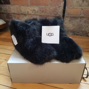 UGG Amary Black Fuzzy Slippers